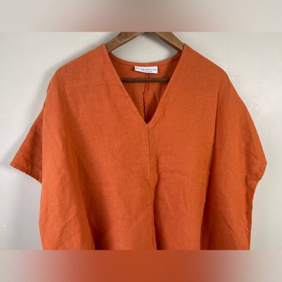 Bryn Walker orange 100% linen oversized boxy Lagenlook tunic Baxter shirt XS - Picture 4 of 11